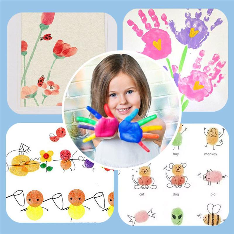 Kit y libro de pintura de dedos divertidos de 12 colores, pinturas de dedos  lavables para niños pequeños de 1 a 3 años, no tóxicas, juguetes de dibujo